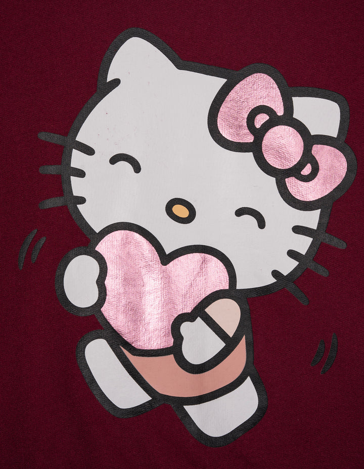 Hello Kitty Girls' Fleece Sweatshirt and Pants Set Deep Burgundy