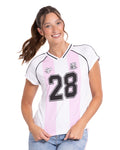 Disney Mickey Mouse Women's Short Sleeve Soccer Jersey Pink Stripe