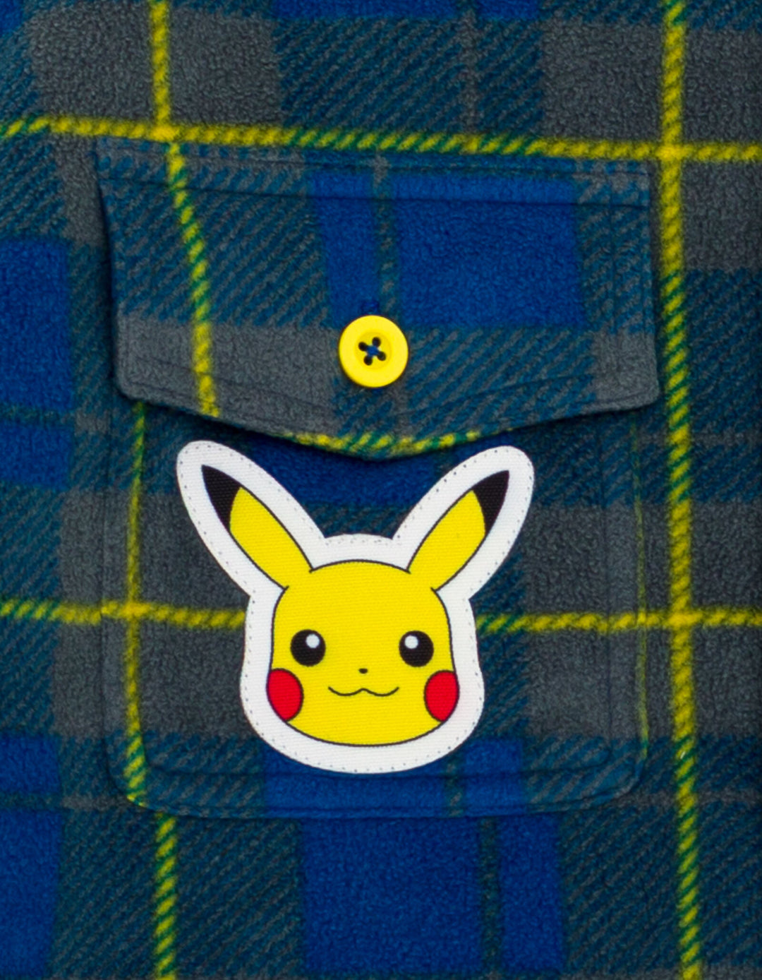 Pokemon Pikachu Boys' Hooded Fleece Shacket Navy Yellow