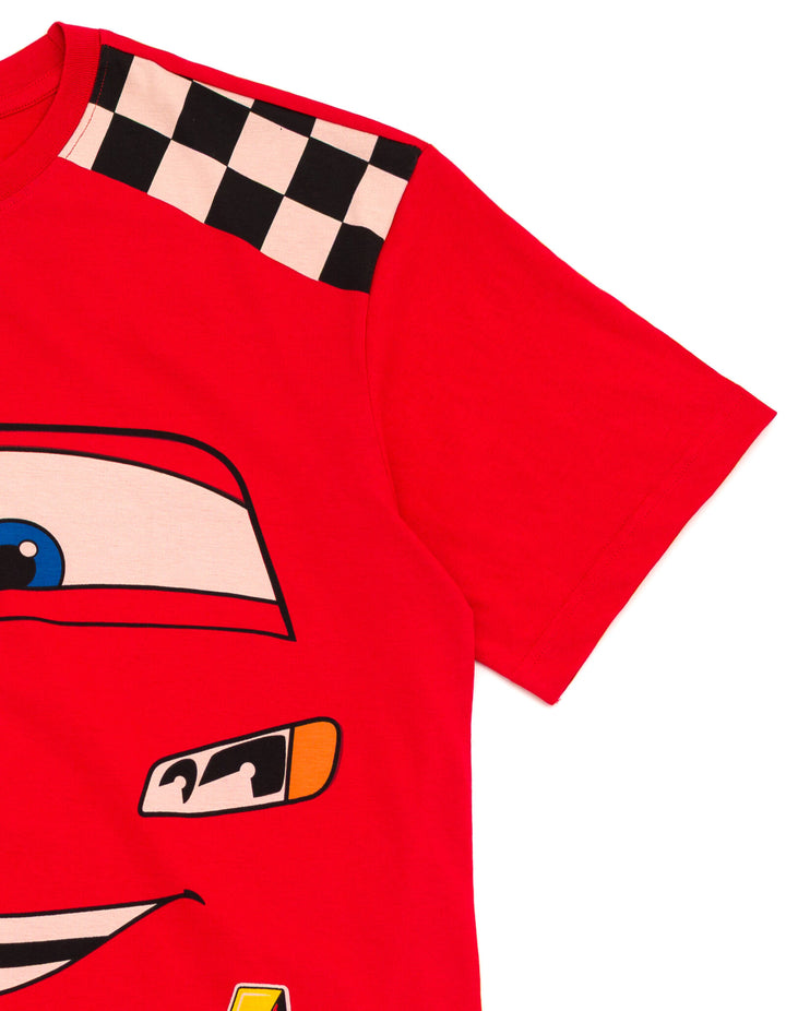 Cars Lightning McQueen Men's Cosplay Short Sleeve T-Shirt Racing Red