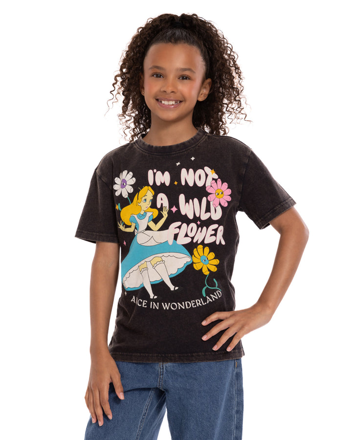 Disney Alice in Wonderland Boys' Short Sleeve T-Shirt Black Wash