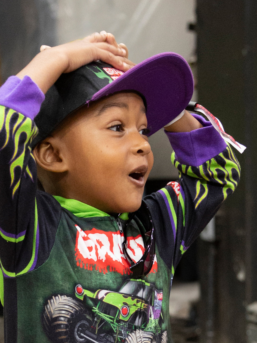Monster Jam Grave Digger Boys' Strapback Baseball Cap Black