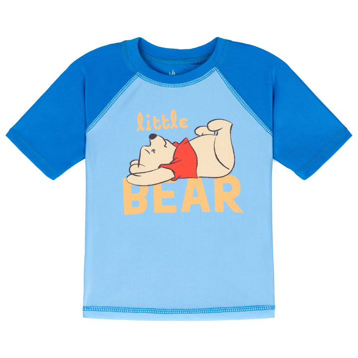 Disney Winnie the Pooh Swimwear 2-Piece Rash Guard and Swim Trunks Set Navy Blue
