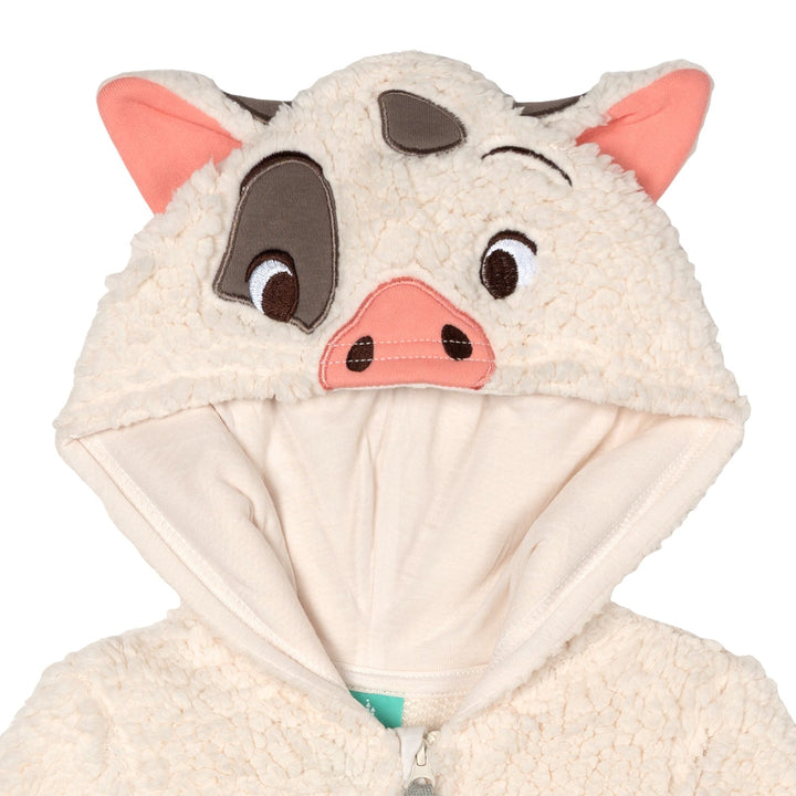 Moana Pua Baby Cosplay Fleece Hooded Jumpsuit Tusk