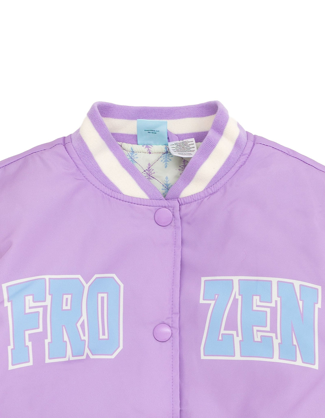 Frozen Girls' Varsity Bomber Jacket Lavender Anna Elsa