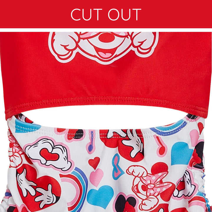 Minnie Mouse Girls' Sleeveless One Piece Bathing Suit Red Multi