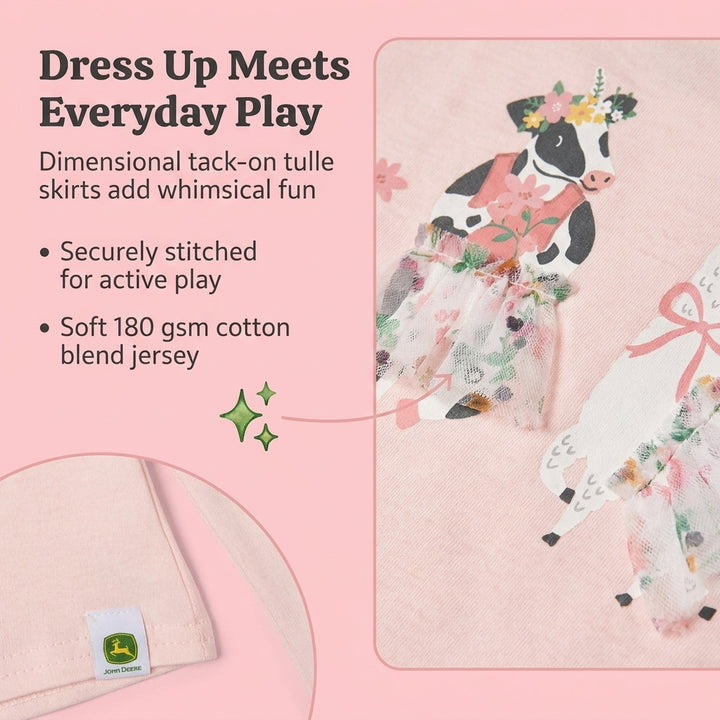 John Deere Girls' Long Sleeve T-Shirt Blush Pink