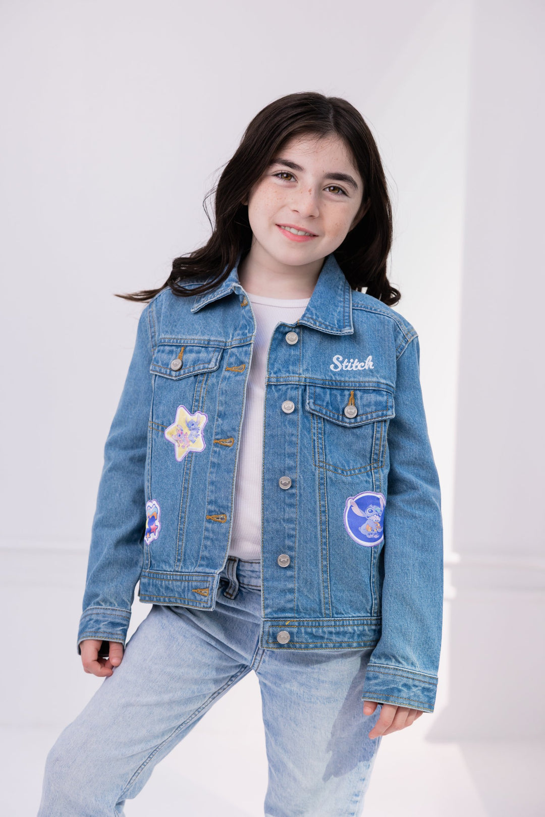 Lilo & Stitch Girls' Denim Jacket Angel Blue
