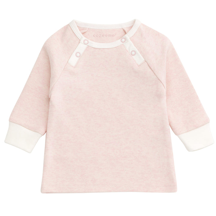 Cozeeme Girls' 2-Piece Tee and Pants Set Heather Pink White