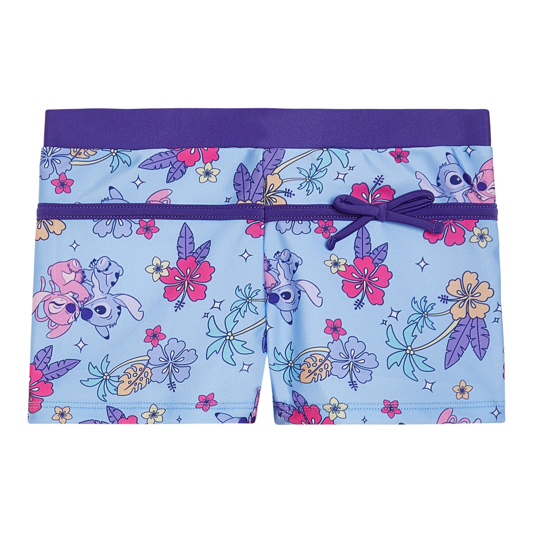 Lilo & Stitch Girls' Swimwear 2-Piece Tankini and Swim Shorts Set Angel Sky Blue