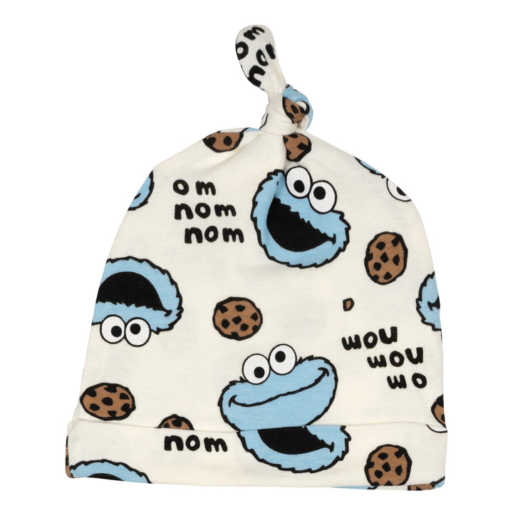 Sesame Street Cookie Monster Baby 3-Piece Bodysuit Pants and Hat Set Blue