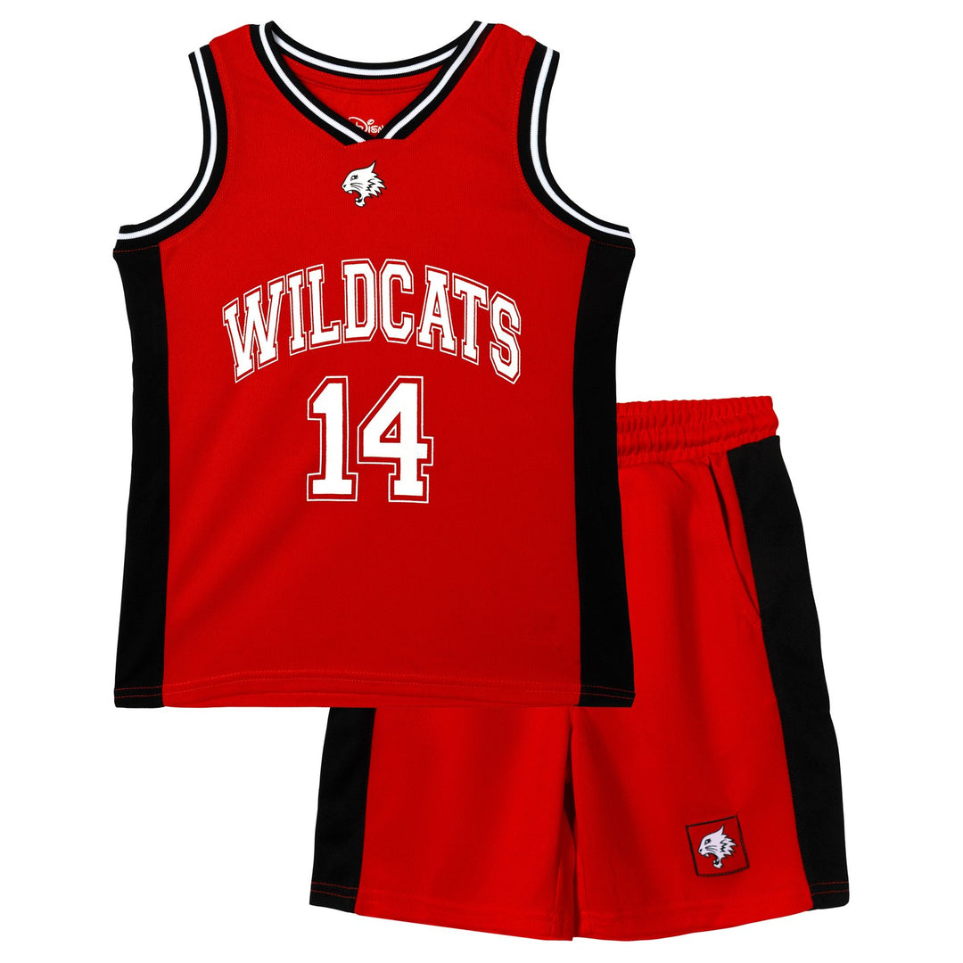 High School Musical Basketball Jersey and Shorts Set Red Black White