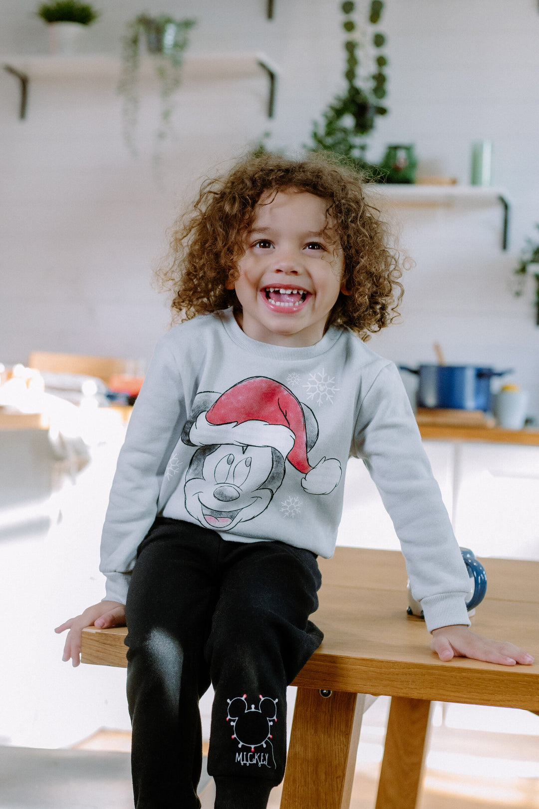 Disney Mickey Mouse Boys' Holiday 2-Piece Fleece Sweatshirt and Pants Set Grey