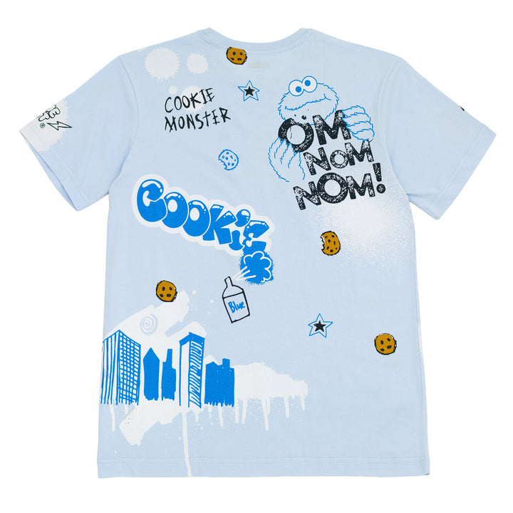Sesame Street Cookie Monster Men's Crewneck Short Sleeve T-Shirt Blue