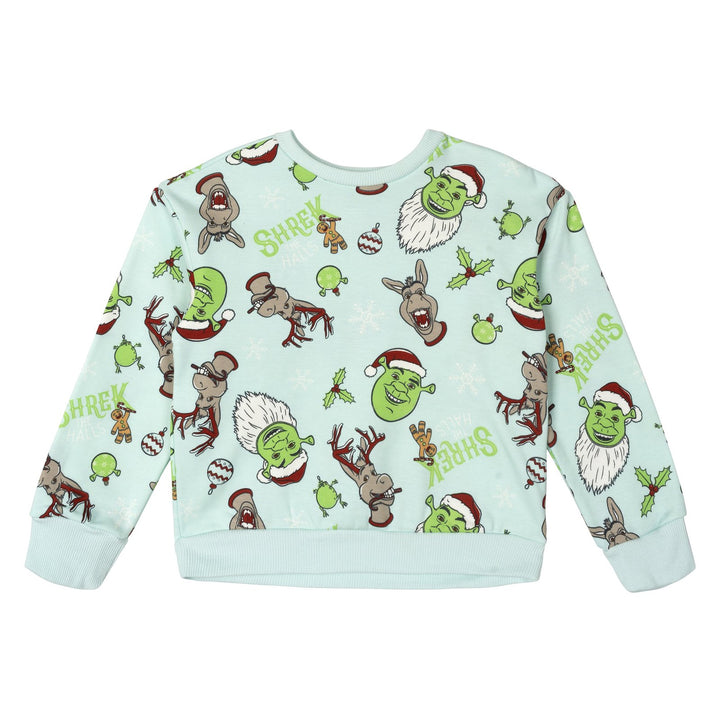 Shrek Boys' Holiday Fleece Pullover Sweatshirt Aqua Donkey