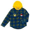 Pokemon Pikachu Boys' Hooded Fleece Shacket Navy Yellow