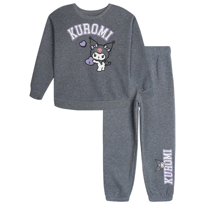 Hello Kitty Kuromi Girls' 2-Piece Sweatshirt and Joggers Set Heather Grey
