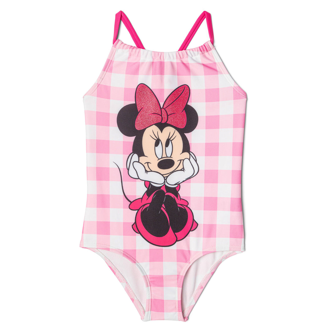 Minnie Mouse Girls' Sleeveless One Piece Bathing Suit Pink Gingham