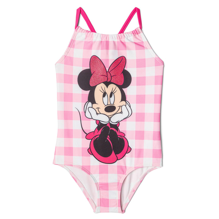 Minnie Mouse Girls' Sleeveless One Piece Bathing Suit Pink Gingham