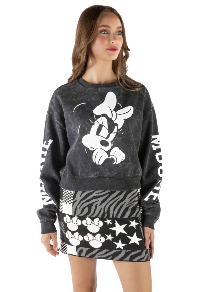 Minnie Mouse Women's Knit Skirt Black White