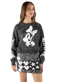 Minnie Mouse Women's Mineral Wash French Terry Pullover Sweatshirt Washed Black