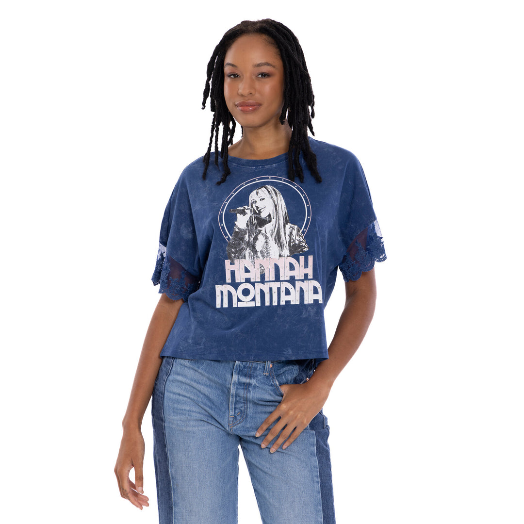 Hannah Montana Women's Short Sleeve T-Shirt Blue Wash