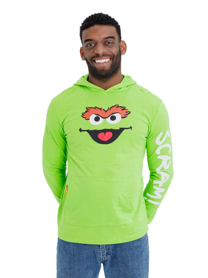 Sesame Street Oscar the Grouch Men's Hooded T-Shirt Slimey Green