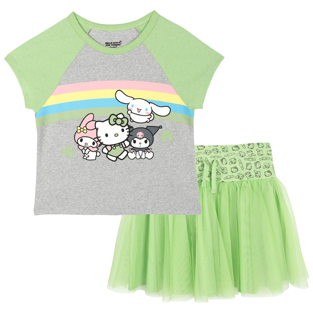 Hello Kitty Girls' 2-Piece T-Shirt and Skirt Set Mint Green
