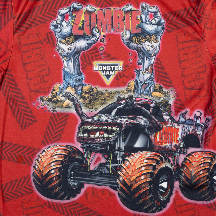Monster Jam Boys' Athletic Short Sleeve T-Shirt Zombie Red