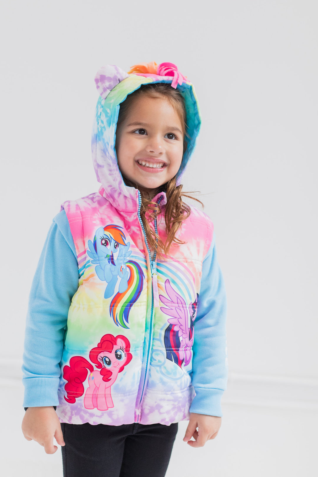 My Little Pony Girls' Cosplay Hooded 2fer Jacket Light Blue Tie Dye