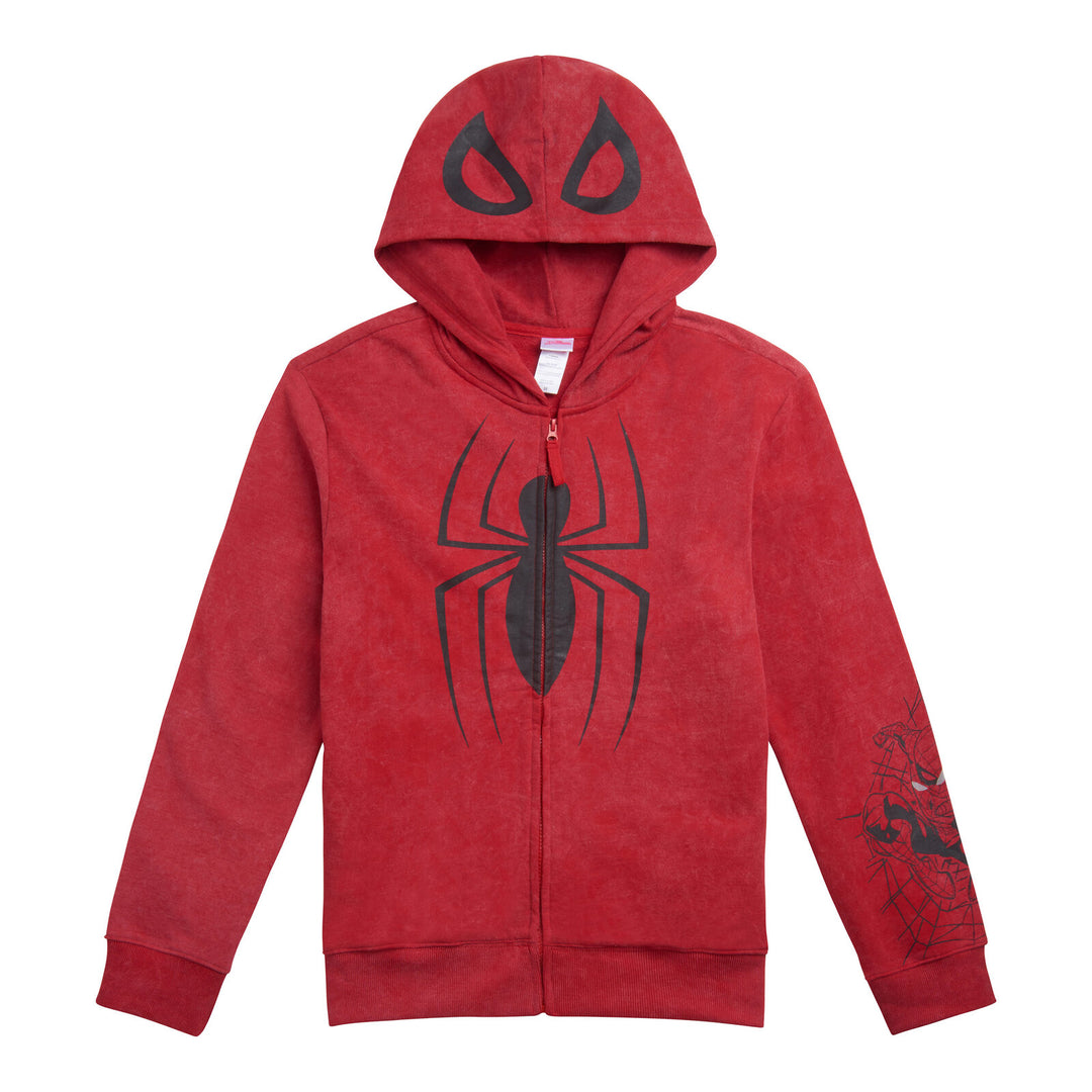 Marvel Spider-Man Cosplay Fleece Zip-Up Hoodie Spiderman Acid Red
