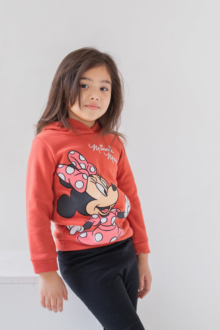 Minnie Mouse Girls' Fleece Hooded Sweatshirt Red