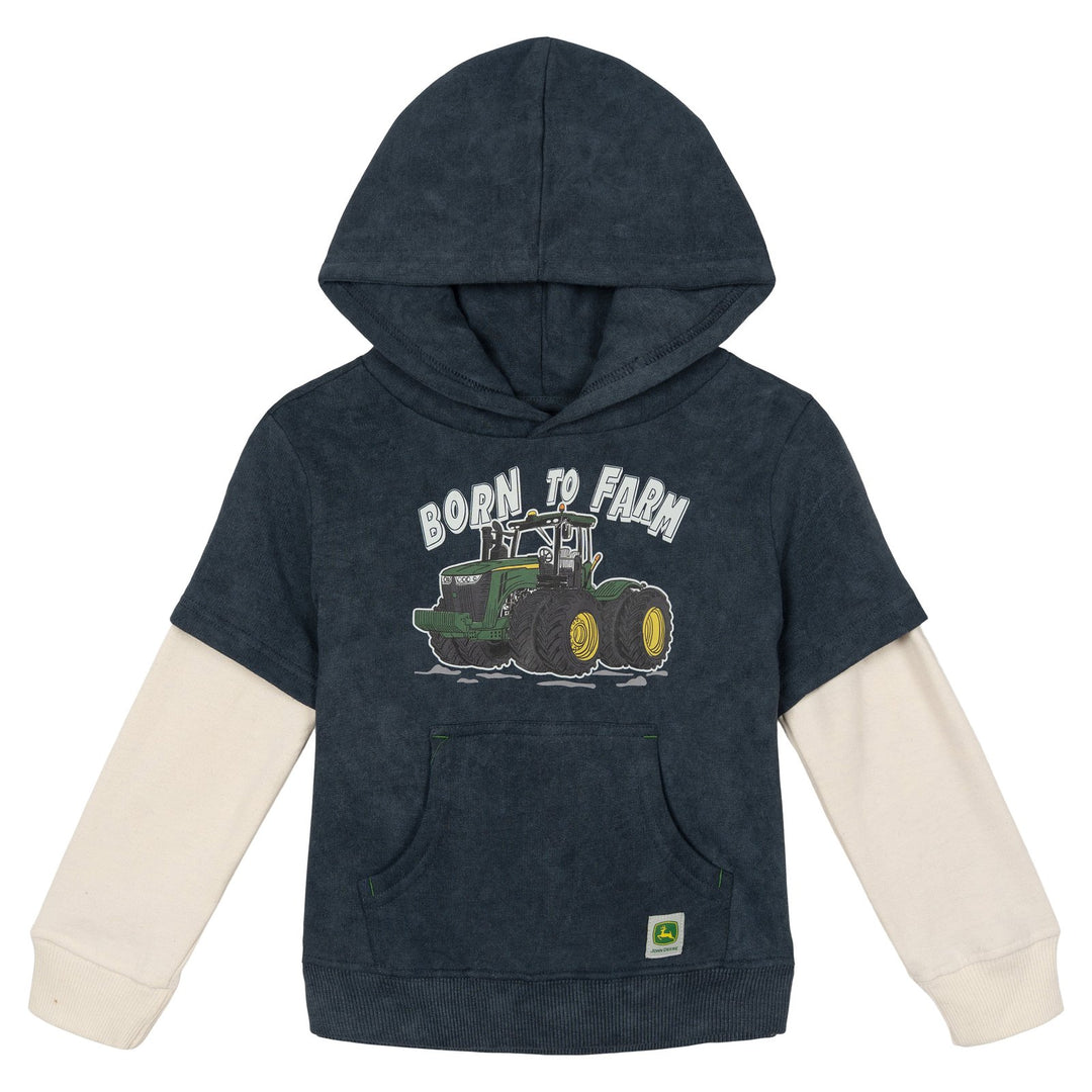 John Deere Boys' Fleece Hooded Sweatshirt Charcoal Cream
