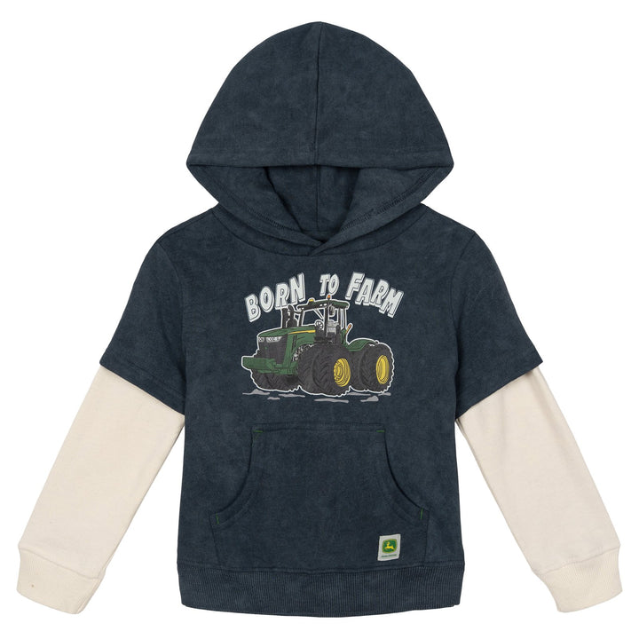 John Deere Boys' Fleece Hooded Sweatshirt Charcoal Cream
