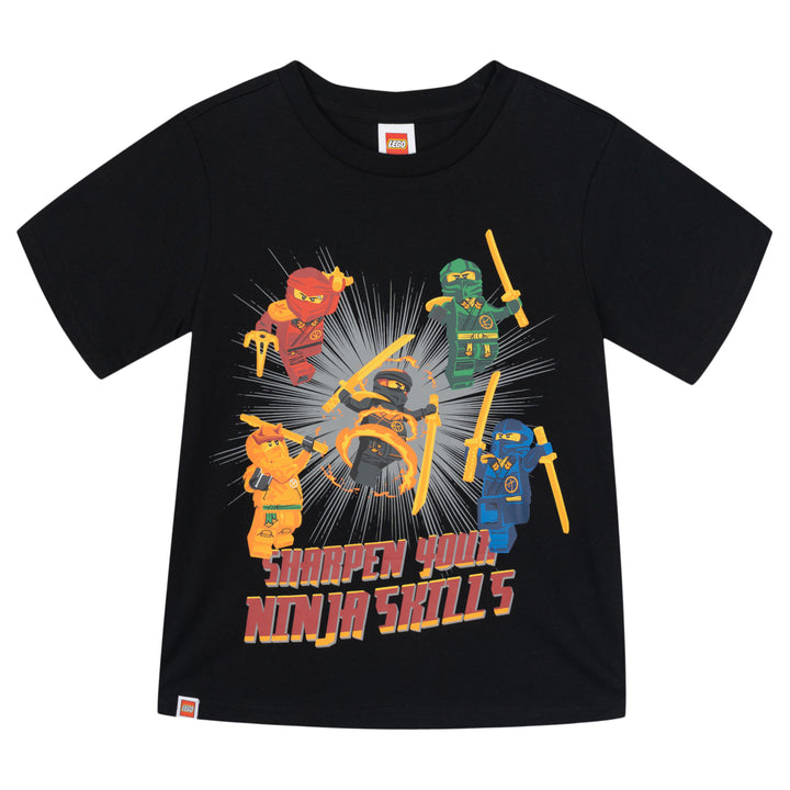LEGO Ninjago Boys' Short Sleeve T-Shirt Black Ninja Skills