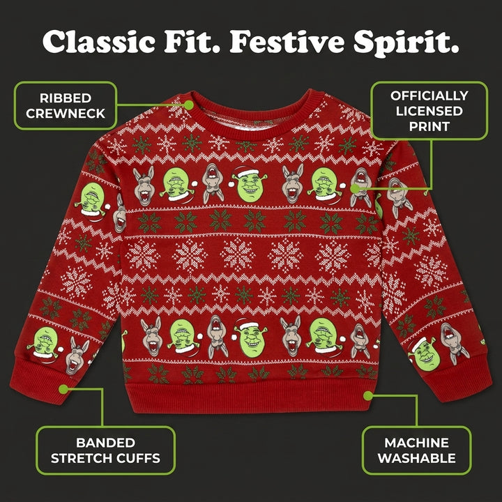 Shrek Boys' Holiday Fleece Pullover Sweatshirt Scarlet Donkey