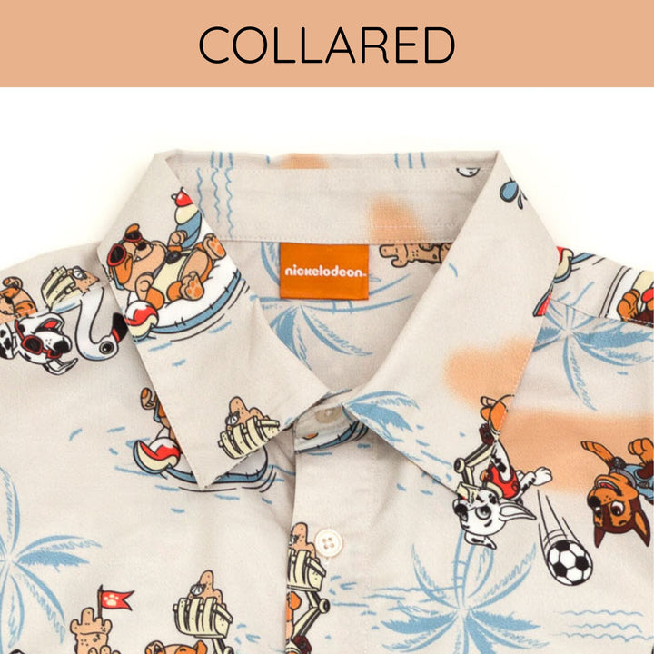 Paw Patrol Men's Hawaiian Button-Down Shirt Sand