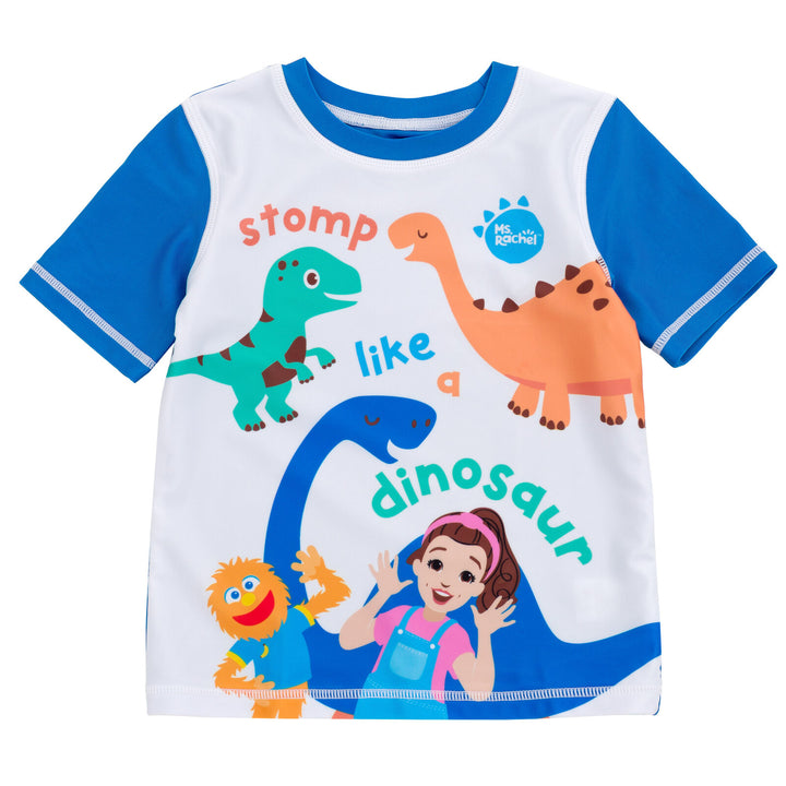 Ms. Rachel Boys' Swimwear 2-Piece Rash Guard and Swim Trunks Set Ms Herbie Blue
