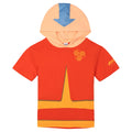 Avatar The Last Airbender Aang Men's Cosplay Hooded T-Shirt Red Orange