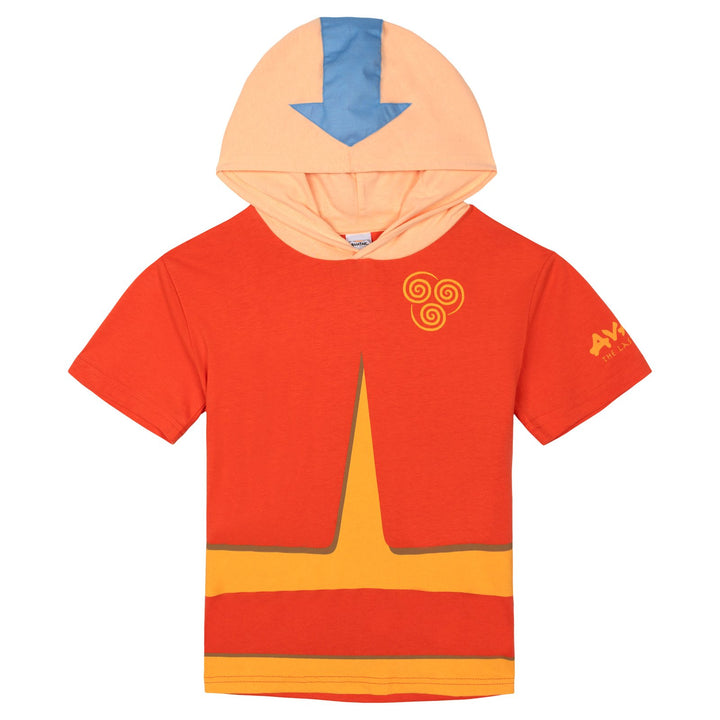Avatar The Last Airbender Aang Men's Cosplay Hooded T-Shirt Red Orange