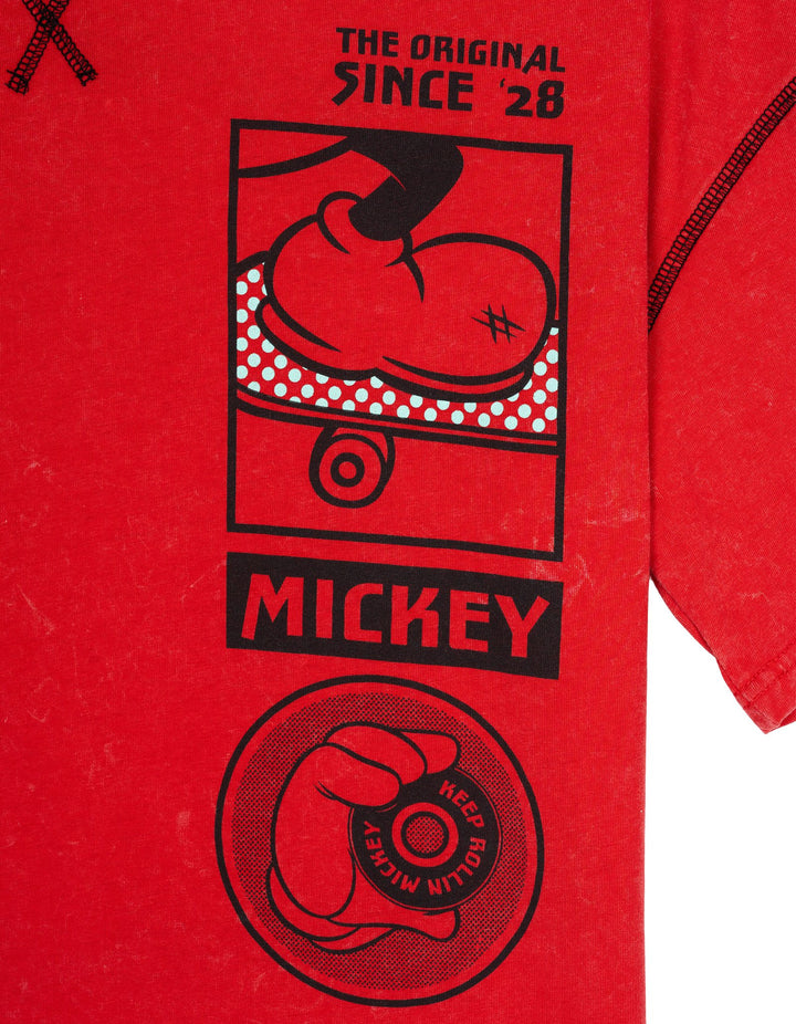 Disney Mickey Mouse Men's Short Sleeve T-Shirt Red Skate