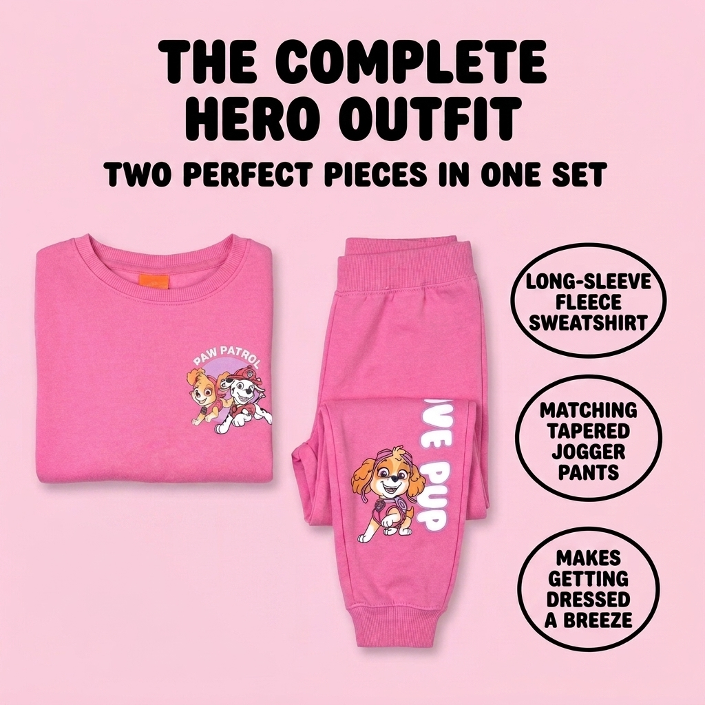 Paw Patrol Girls' Fleece 2-Piece Sweatshirt and Joggers Set Skye Marshall Pink