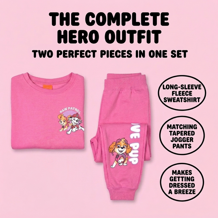 Paw Patrol Girls' Fleece 2-Piece Sweatshirt and Joggers Set Skye Marshall Pink