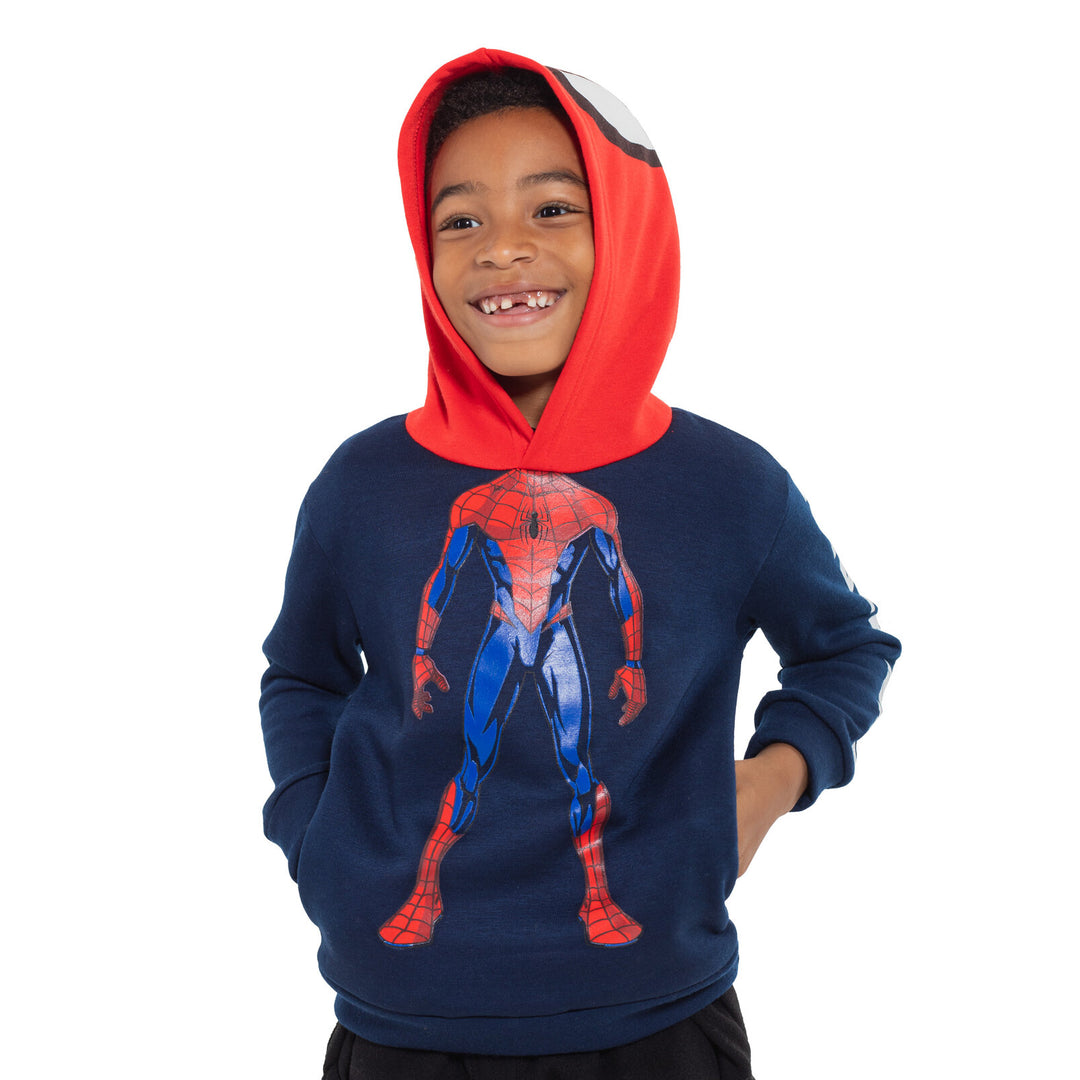 Marvel Spider-Man Boys' Cosplay Fleece Pullover Hoodie Navy Red