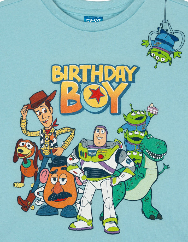 Disney Toy Story Boys' Short Sleeve Birthday T-Shirt Light Blue