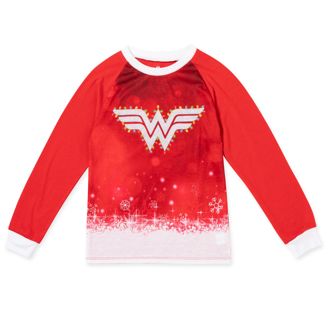 DC Comics Justice League Wonder Woman Holiday 2-Piece Long Sleeve Pajama Set Red