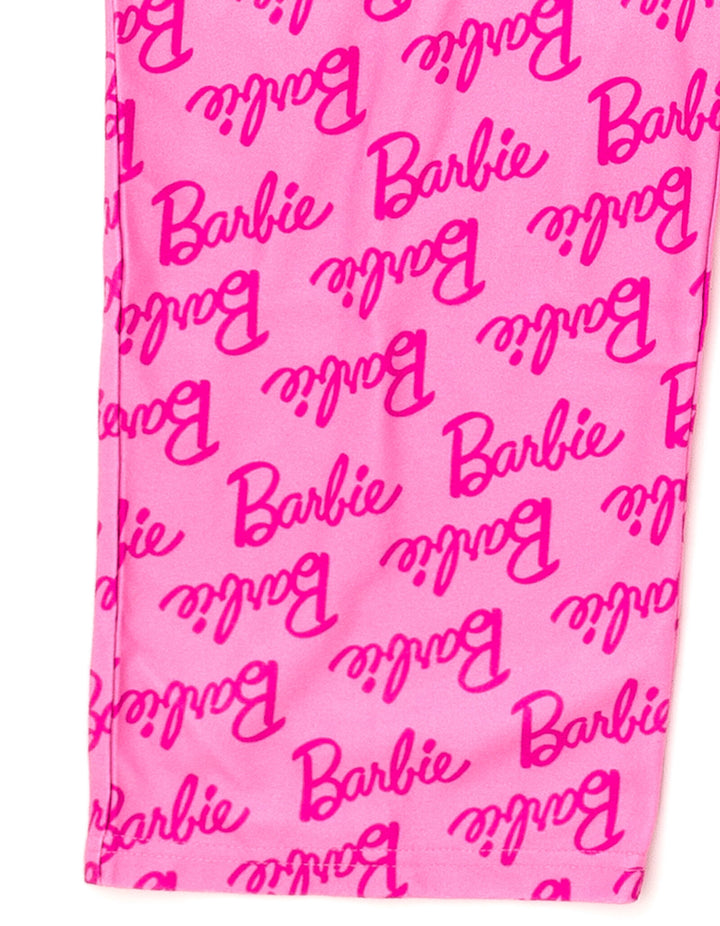 Barbie Girls' Fleece One Piece Pajama and Sleep Mask Set Classic Pink