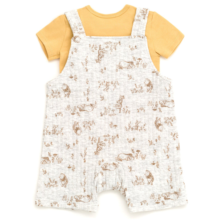 Disney Winnie the Pooh Baby 2-Piece Bodysuit and Shortall Set Yellow Grey