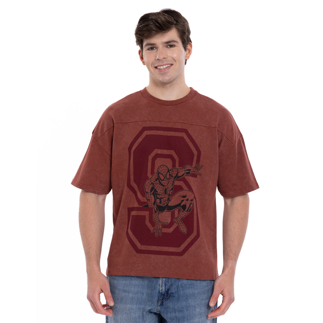 Marvel Spider-Man Men's Short Sleeve T-Shirt Spiderman Rust Red