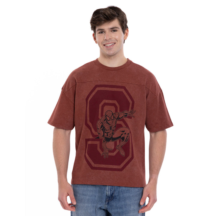 Marvel Spider-Man Men's Short Sleeve T-Shirt Spiderman Rust Red